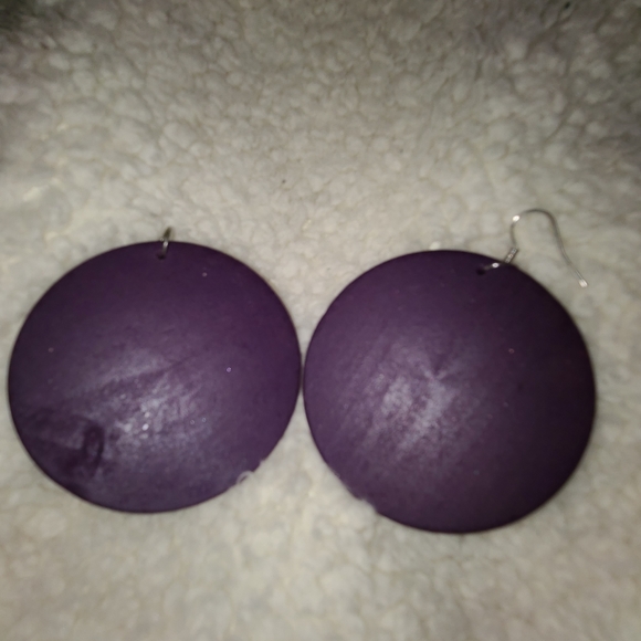 💥Final price 💥Dark purple wooden dangle Earring - Picture 3 of 5